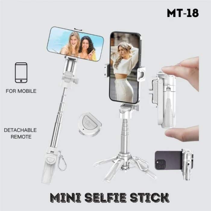 Jmary MT-18 Extendable Phone Holder Wireless Control Mini Phone Selfie Stick Tripod, MT-18 (White), MT-18 (Black) – Bild 2