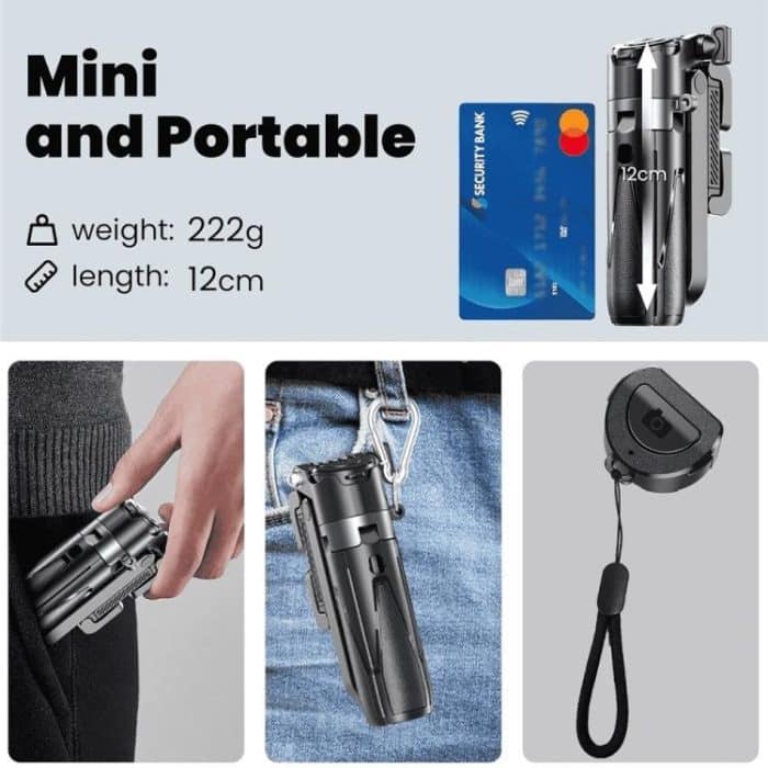 Jmary MT-18 Extendable Phone Holder Wireless Control Mini Phone Selfie Stick Tripod, MT-18 (White), MT-18 (Black) – Bild 4