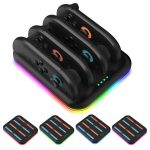 Game Handle 4 Seat Horizontal Charging Cradle With RGB Dazzling Lights, For Nintendo Switch 2