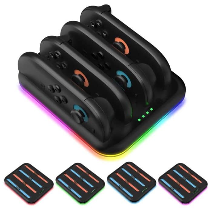 Game Handle 4 Seat Horizontal Charging Cradle With RGB Dazzling Lights, For Nintendo Switch 2 – Bild 1
