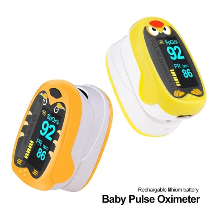 Pädiatrisches Finger-Pulsoximeter, Neugeborener Blutsauerstoff, Kinder, Kinder, wiederaufladbar, USB-Sättigung, Säuglings-Oximetro Pediatrico, yellow, Orange – Bild 2
