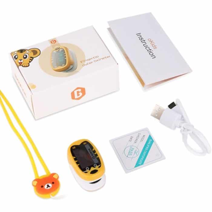 Pädiatrisches Finger-Pulsoximeter, Neugeborener Blutsauerstoff, Kinder, Kinder, wiederaufladbar, USB-Sättigung, Säuglings-Oximetro Pediatrico, yellow, Orange – Bild 4