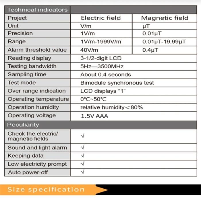 RZ825 Elektromagnetischer Strahlungsprüfgerät Tragbare digitale Flüssigkristall Elektromagnetische Feld EMF-Zählermessgerät für Computer Mobiltelefon – Bild 4