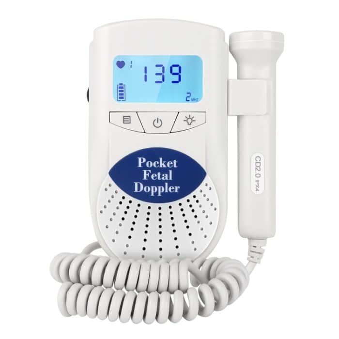 SYA003702.jpg FD-100 Digitaler fetaler Doppler-Ultraschall Sound Baby-Herzschlagdetektor Monitor LED Digitales pränatales Taschen-Fetal-Doppler-Stethoskop (blau) – Bild 1