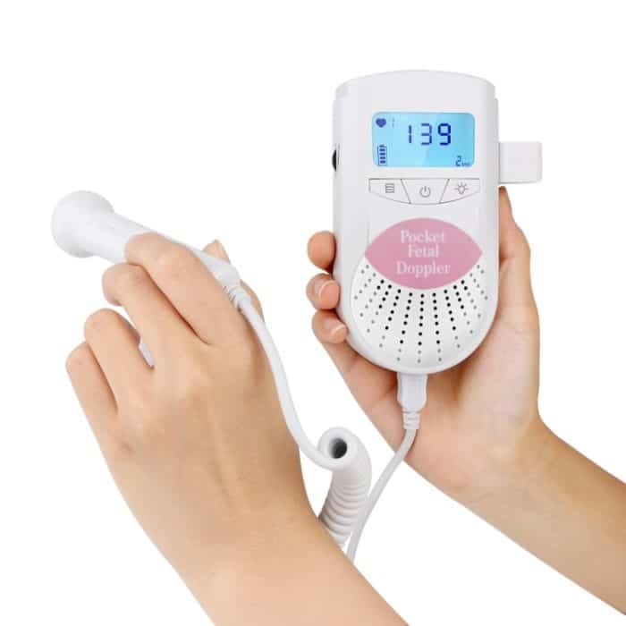 FD-100 Digitaler Fetal-Doppler-Ultraschall-Baby-Herzschlag-Detektor-Monitor, LED-Digital-Pränatal-Taschen-Fetal-Doppler-Stethoskop (Rosa), FD-100  (Pink) – Bild 2