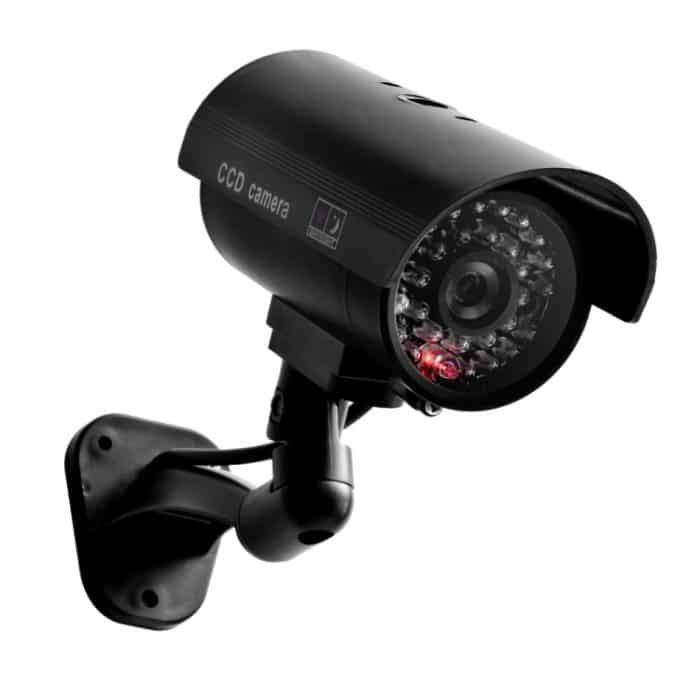 Wasserdichte Dummy-CCTV-Kamera mit blinkender LED für ein realistisches Aussehen eines Sicherheitsalarms, black, Silver – Bild 2