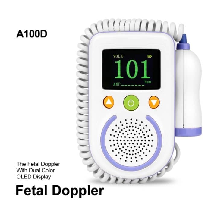 A100D Digitaler fetaler Doppler-Ultraschall-Sound Baby-Herzschlagdetektor-Monitor Wiederaufladbares pränatales Taschen-Fetal-Doppler-Stethoskop – Bild 3