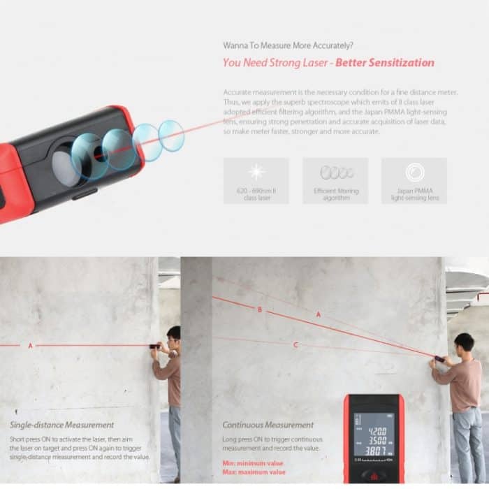 E40 Laser-Entfernungsmesser Laser-Entfernungsmesser-Messgerät Digitale Handwerkzeuge Modulreichweite 40 m Entfernungsmesser – Bild 8