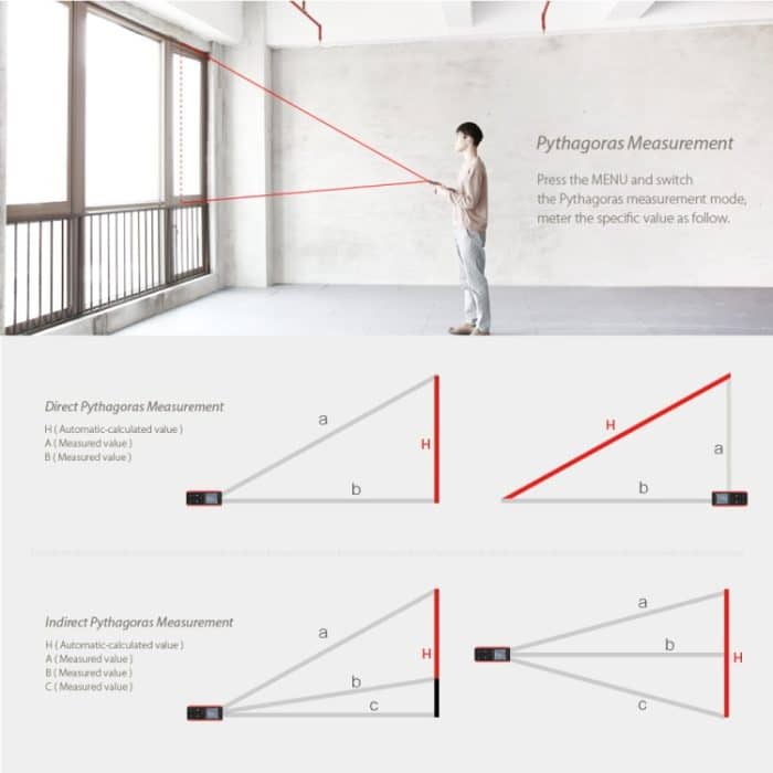 E40 Laser-Entfernungsmesser Laser-Entfernungsmesser-Messgerät Digitale Handwerkzeuge Modulreichweite 40 m Entfernungsmesser – Bild 9