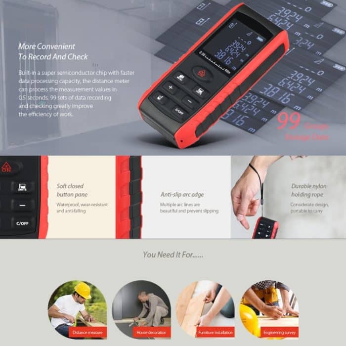 E40 Laser-Entfernungsmesser Laser-Entfernungsmesser-Messgerät Digitale Handwerkzeuge Modulreichweite 40 m Entfernungsmesser – Bild 10