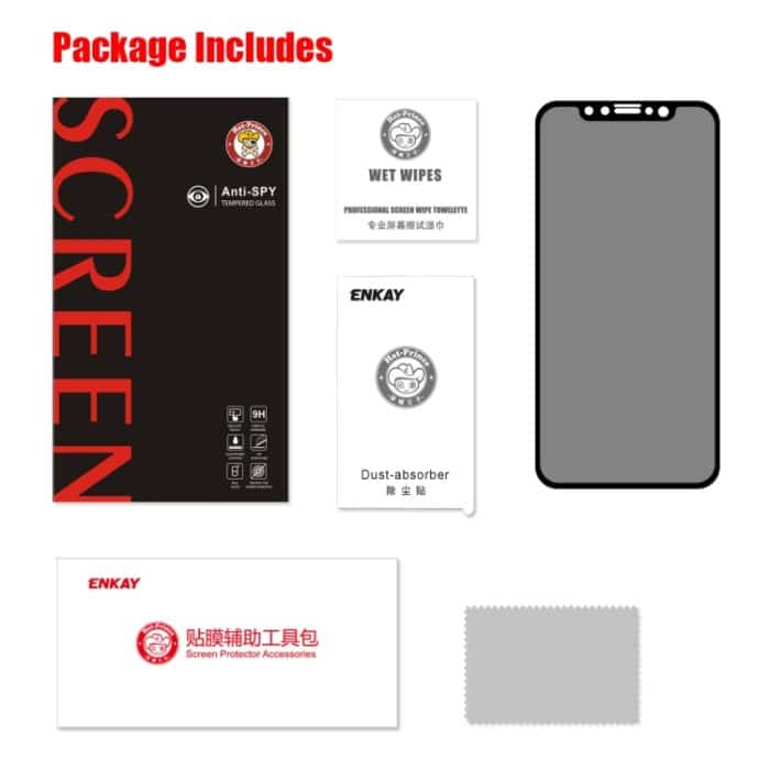 ENKAY Hat-Prince 0,26 mm 9H 2,5D Sichtschutz, blendfrei, Vollbild-Hartglasfolie, For iPhone 11 / iPhone XR, For iPhone 11 Pro / XS / X, For iPhone 11 Pro Max / XS Max – Bild 8