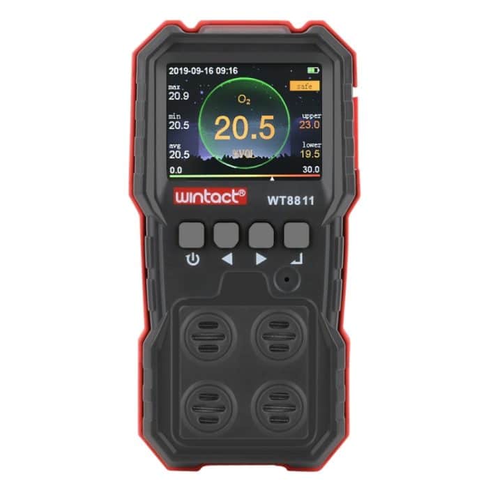 WINTACT WT8811 COMPOUD Gasmonitor LCD-Anzeige wiederaufladbare Multifunktions 4 in1 brennbarer O2 H2S CO Gas Sensor Sound-Light Vibrationsalarm – Bild 1