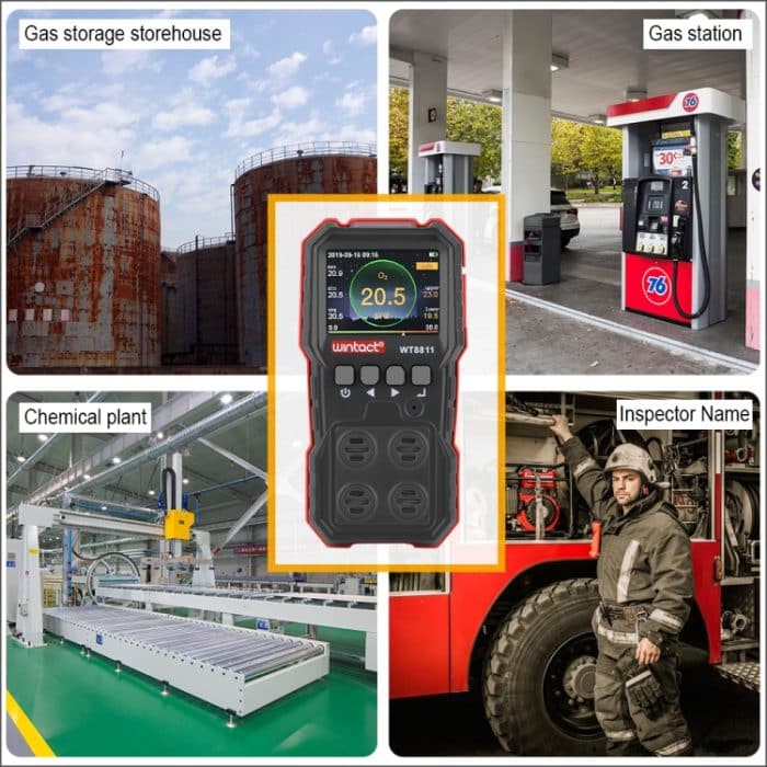 WINTACT WT8811 COMPOUD Gasmonitor LCD-Anzeige wiederaufladbare Multifunktions 4 in1 brennbarer O2 H2S CO Gas Sensor Sound-Light Vibrationsalarm – Bild 11