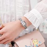 SKMEI 1407 Business-Modeuhr mit Diamanten. Zarte und elegante quadratische Quarzuhr aus Zinklegierung für Damen, Rose Gold, Silvery – Bild 12