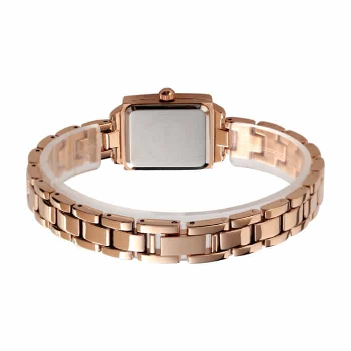 SKMEI 1407 Business-Modeuhr mit Diamanten. Zarte und elegante quadratische Quarzuhr aus Zinklegierung für Damen, Rose Gold, Silvery – Bild 6