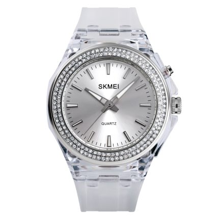 SkMEI 1553 Damen-LED-Farblicht-transparente wasserdichte Uhr mit eingelegtem Wasserbohrer