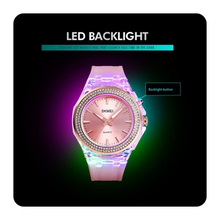 SkMEI 1553 Damen-LED-Farblicht-transparente wasserdichte Uhr mit eingelegtem Wasserbohrer – Bild 7