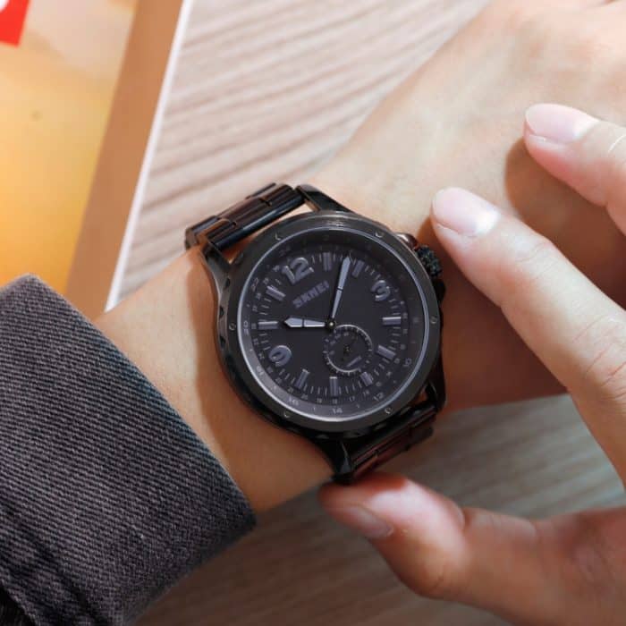 Skmei 1513 Mode trendige Stahlband Quarzuhr Herren wasserdichte Freizeituhr, Skmei 1513 Steel Band Watch (Black) – Bild 12