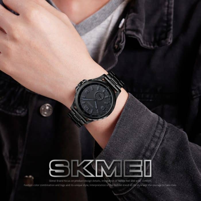 Skmei 1513 Mode trendige Stahlband Quarzuhr Herren wasserdichte Freizeituhr, Skmei 1513 Steel Band Watch (Black) – Bild 6