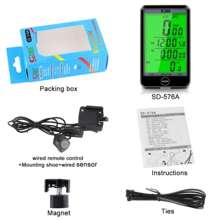 SUNDING SD-576A Wasserdichte Fahrrad-Kilometerzähler Stoppuhr LED Digital Rate Tachouhr – Bild 4