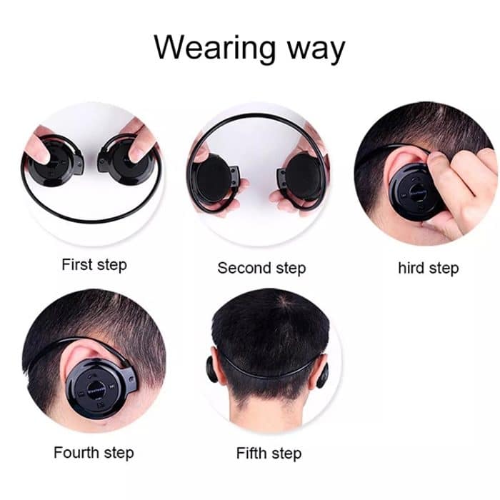 NVAHVA MP3-Player Bluetooth-Kopfhörer, kabelloser Sport-Headset-MP3-Player mit FM-Radio, Stereo-Kopfhörer, TF-Karte, MP3 max. bis 32 GB, mini-503 Red, mini-503 Blue, mini-503 Gold – Bild 4