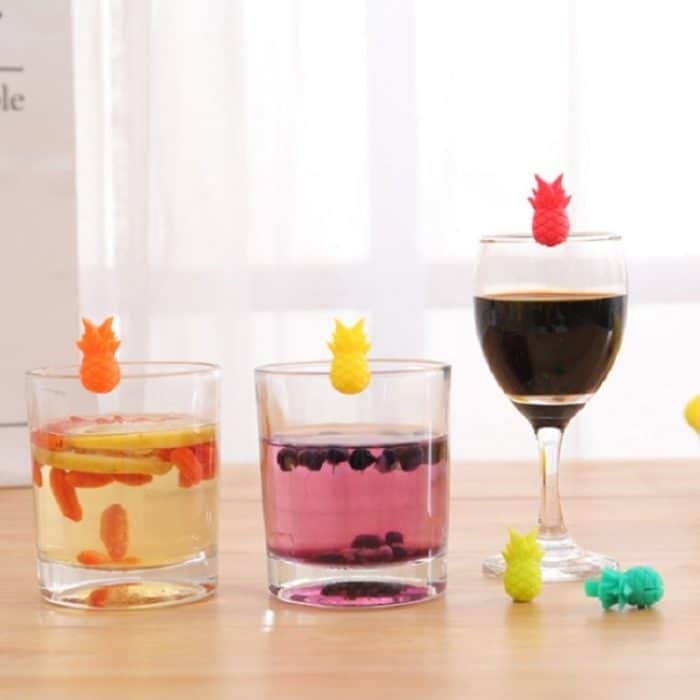 6 teile/satz Wein Glas Silikon Ananas Mark Unterscheidung Party Obst Form Tasse Mark – Bild 4