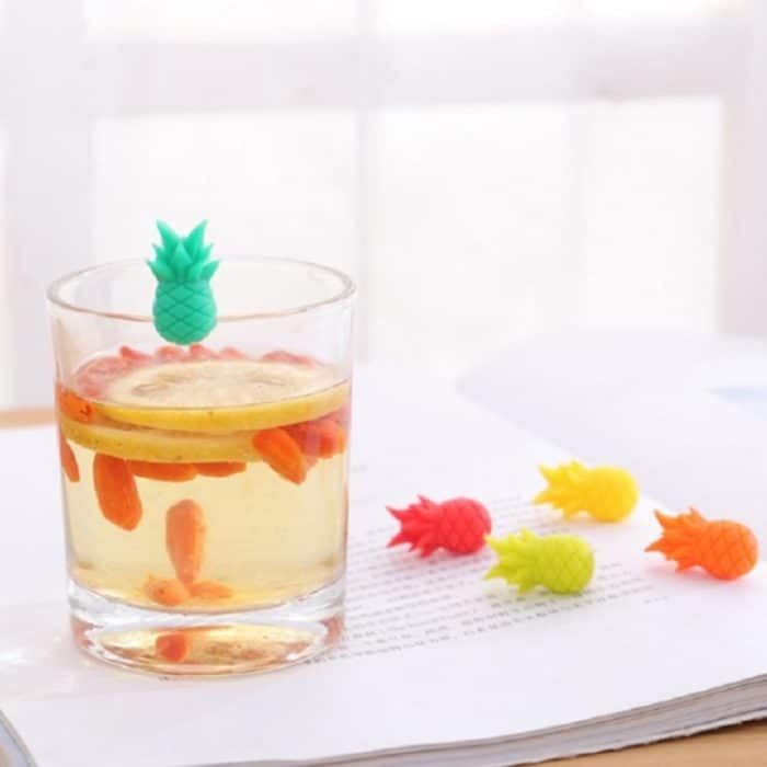 6 teile/satz Wein Glas Silikon Ananas Mark Unterscheidung Party Obst Form Tasse Mark – Bild 5