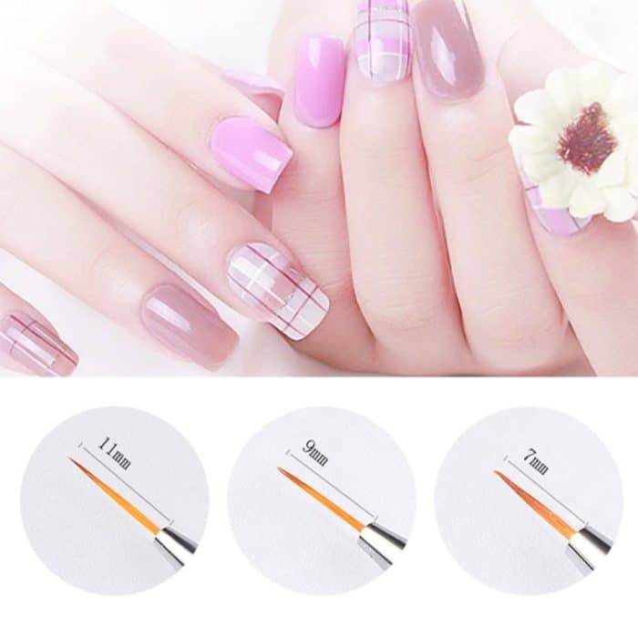 3 STÜCKE Professionelle Nagelgriff Liner Pinsel Hand Draw Kit Tipps Zeichnen Linie Malwerkzeuge Maniküre Nail Art Dekoration – Bild 5