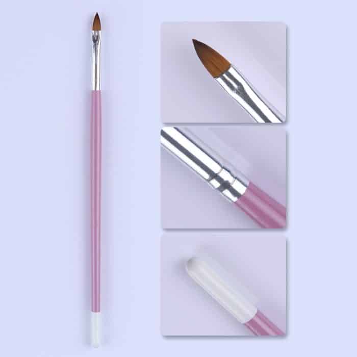3-teiliges Nagelpinsel-Set mit rosafarbenem Griff, UV-Gellack, Acrylmalerei, Liner, Nagelhautentferner, Maniküre, Nagelkunstwerkzeug – Bild 2