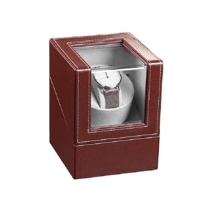 Einzeluhrenbox aus Leder, Elektromotor-Uhrenschüttler, automatischer Uhrenschüttler, US-Stecker, Single, Black Leather, Single, Brown Leather – Bild 4