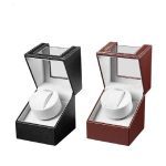 Einzeluhrenbox aus Leder, Elektromotor-Uhrenschüttler, automatischer Uhrenschüttler, US-Stecker, Single, Black Leather, Single, Brown Leather – Bild 7
