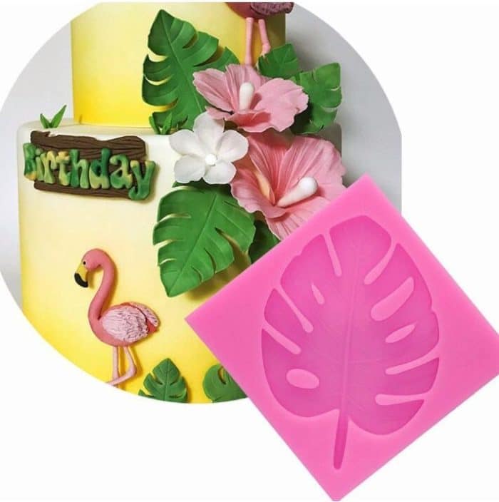 2 Stück DIY Baumblatt-Fondantform, Schokoladen-Kuchendekorationsform, Tree Leaf Shape(Pink), Tree Leaf Shape(Gray) – Bild 2
