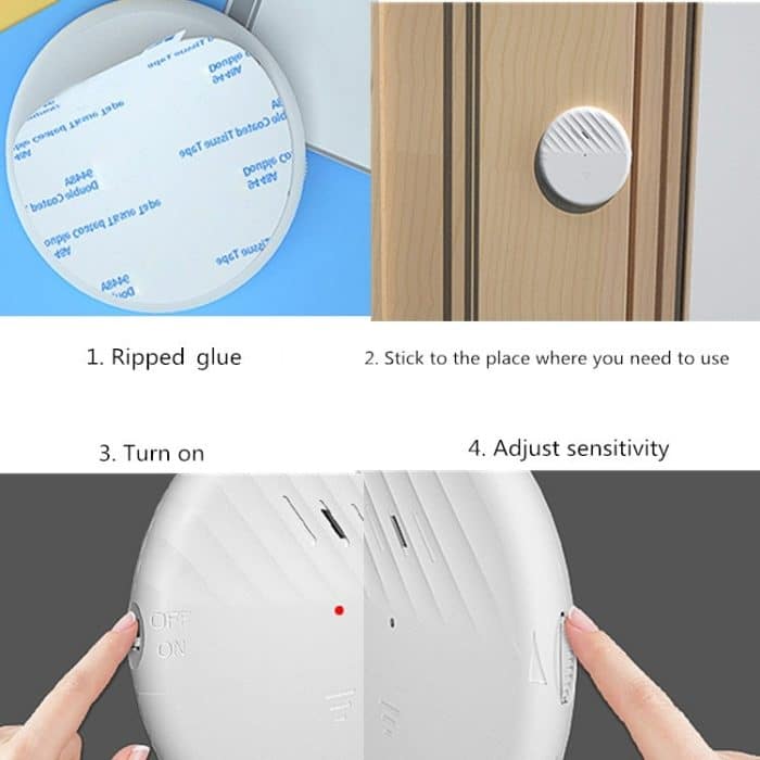 125 dB Vibrationssensor-Alarm, Tür- und Fensteralarm, persönlicher Diebstahlalarm für zu Hause – Bild 8