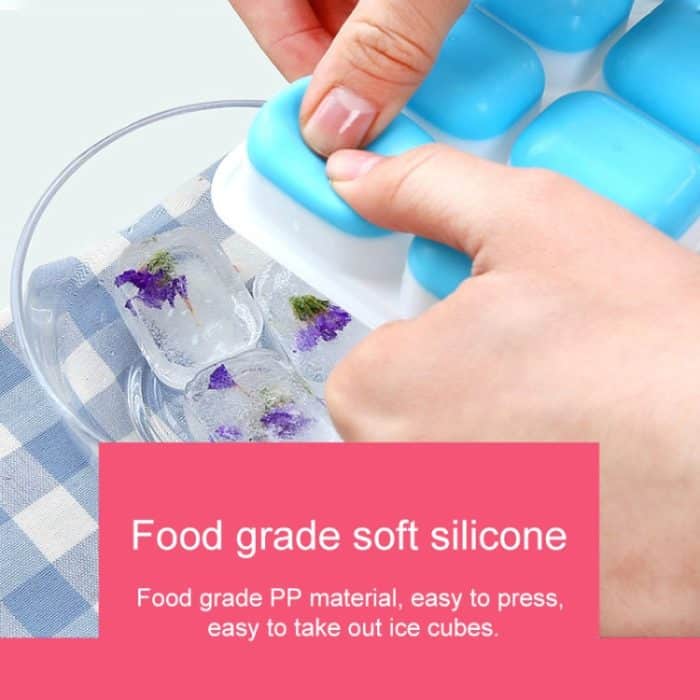 5 Stück 14-Gitter-Silikon-Eisgitter für den Haushalt, quadratische Eisgitter-Silikonform mit Deckel, 14 Grid(Green), 14 Grid(Blue), 14 Grid(Pink), 14 Grid(Yellow) – Bild 3