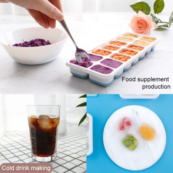 5 Stück 14-Gitter-Silikon-Eisgitter für den Haushalt, quadratische Eisgitter-Silikonform mit Deckel, 14 Grid(Green), 14 Grid(Blue), 14 Grid(Pink), 14 Grid(Yellow) – Bild 6