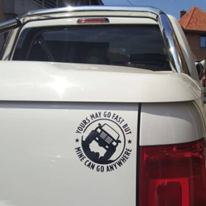 10 Stück Yours May Go Fast Mine Can Go Anywhere Vinyl-Aufkleber für Autos, Größe: 15 x 15 cm, YOURS MAY GO FAST MINE CAN GO ANYWHERE – Bild 4