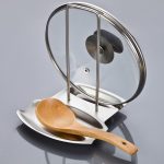 Edelstahl Pan Pot Rack Abdeckung Deckel Rest Stand Löffelhalter Home Küche Zubehör – Bild 3