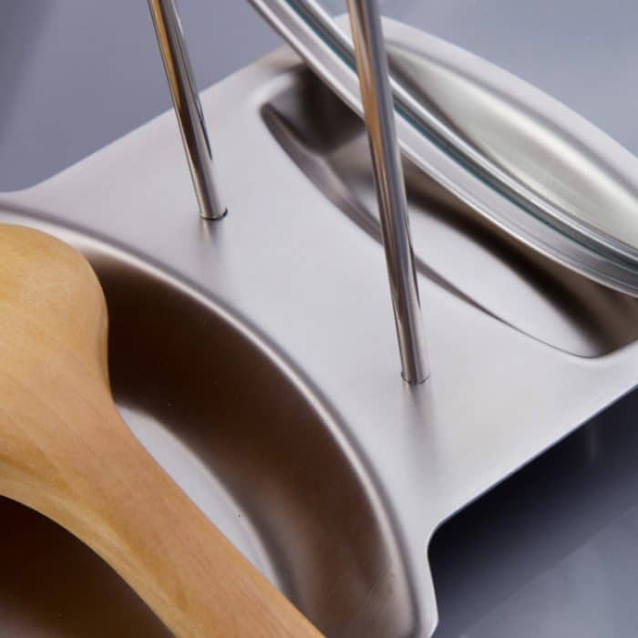 Edelstahl Pan Pot Rack Abdeckung Deckel Rest Stand Löffelhalter Home Küche Zubehör – Bild 4