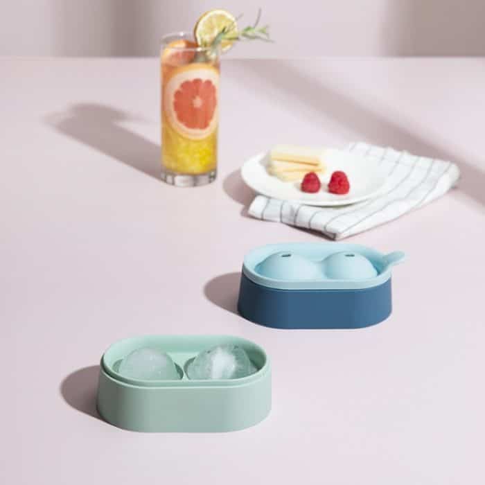 Eiskugelform, lebensmittelechtes Silikon, Eisgitter, Doppelkugel-Eisherstellungsform, Ball Shape(Blue), Ball Shape(Green, Ball Shape(Gray) – Bild 6