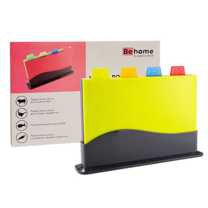 4-in-1-klassifiziertes Schneidebrett, multifunktionales Haushalts-Obst-Schneidebrett-Set aus Kunststoff, 4 in 1 Square – Bild 4