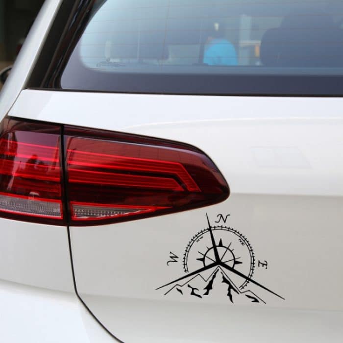 5 Stück NSWE Fashion Mountains Compass Rose Aufkleber Nautischer Kompass Navigieren Autoaufkleber, Größe: 13,7 x 9,4 cm, 5 PCS Black, 5 PCS  Silver – Bild 3
