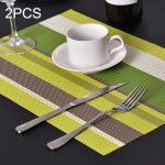 2 Stück Küchen-Esstisch-Tischset, Servietten, hitzebeständige PVC-Streifenmatte, Tischsets, Manteles-Deckchen, Untersetzer, Tassenunterlage