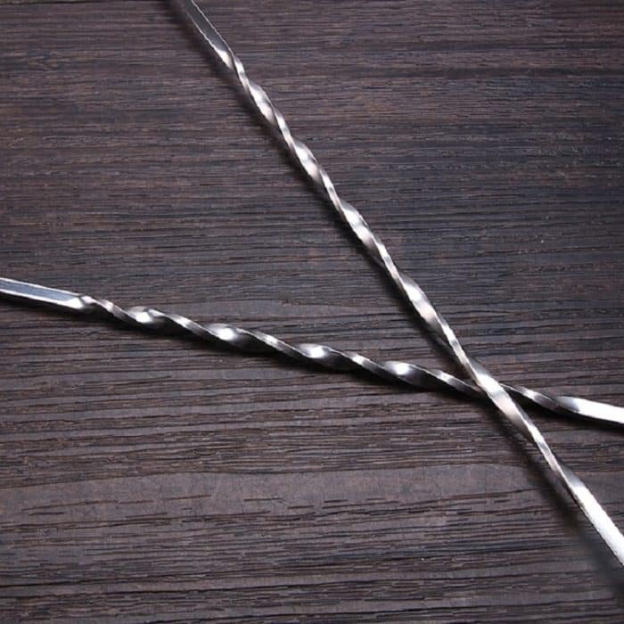 2 PCS Edelstahl Langgriff Gabel Löffel Cocktail Eisrührer Doppelkopf Weinmischstab – Bild 5