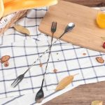 2 PCS Edelstahl Langgriff Gabel Löffel Cocktail Eisrührer Doppelkopf Weinmischstab – Bild 7