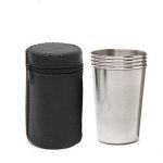2 Sets Outdoor Mini Edelstahl Kleines Weinglas Wandern Camping Reisen Tragbares Trinkbecher-Set mit Ledertasche, Small 30ml Travel Portable Drinking Cup – Bild 2
