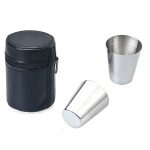 2 Sets Outdoor Mini Edelstahl Kleines Weinglas Wandern Camping Reisen Tragbares Trinkbecher-Set mit Ledertasche, Small 30ml Travel Portable Drinking Cup – Bild 6