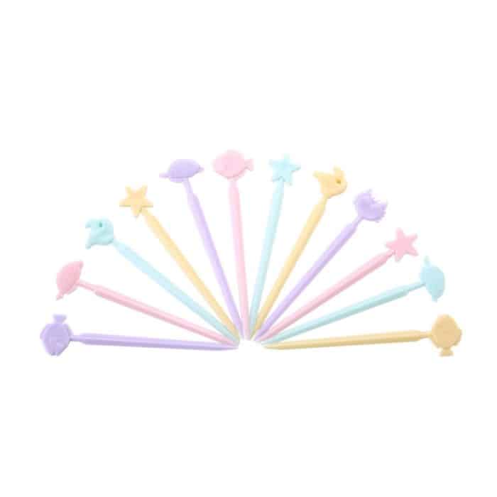 Kreative Tierkarikatur-Frucht-Kuchen-Gabel-Zeichen, zufällige Farblieferung – Bild 2