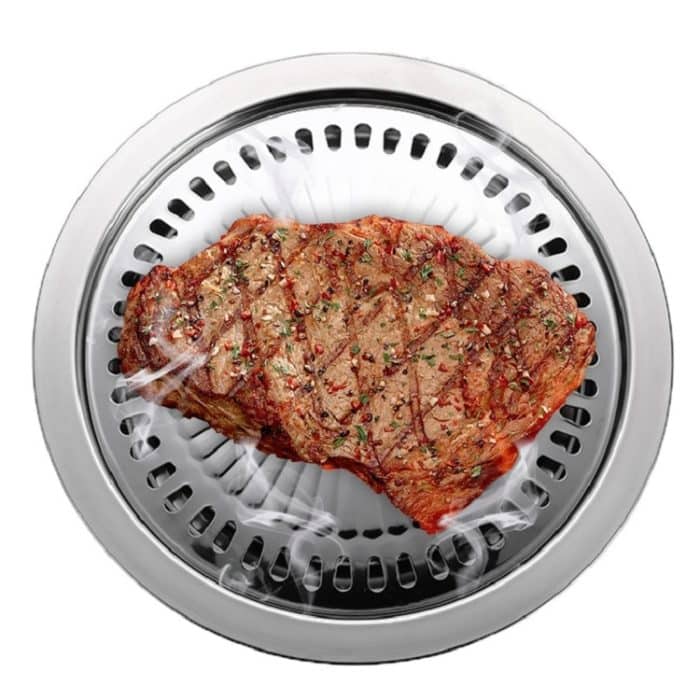 TBD0182603901.jpg Tragbare runde multifunktionale Grillschale aus Edelstahl für den Außenbereich, 30 × 30 × 2.8 cm – Bild 1