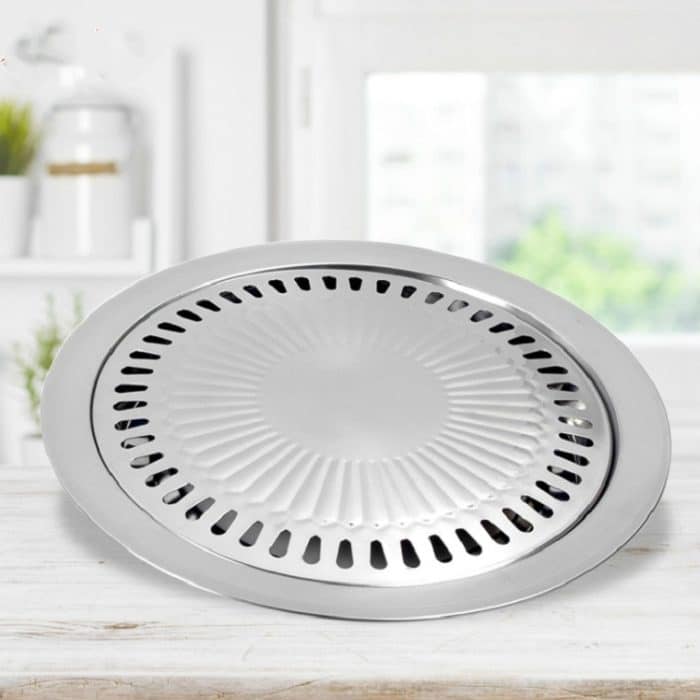 Tragbare runde multifunktionale Grillschale aus Edelstahl für den Außenbereich, 30 × 30 × 2.8 cm – Bild 3