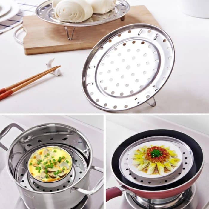 3-teiliges multifunktionales, wasserdichtes Regal, Dampftablett, Edelstahl-Dampfgitter, Käfig, Dampfblech, Dampfregal, 20cm, 22cm, 24cm, 26cm – Bild 7